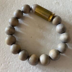 Wooden Beaded & a Gold Casing Stretch Bracelet